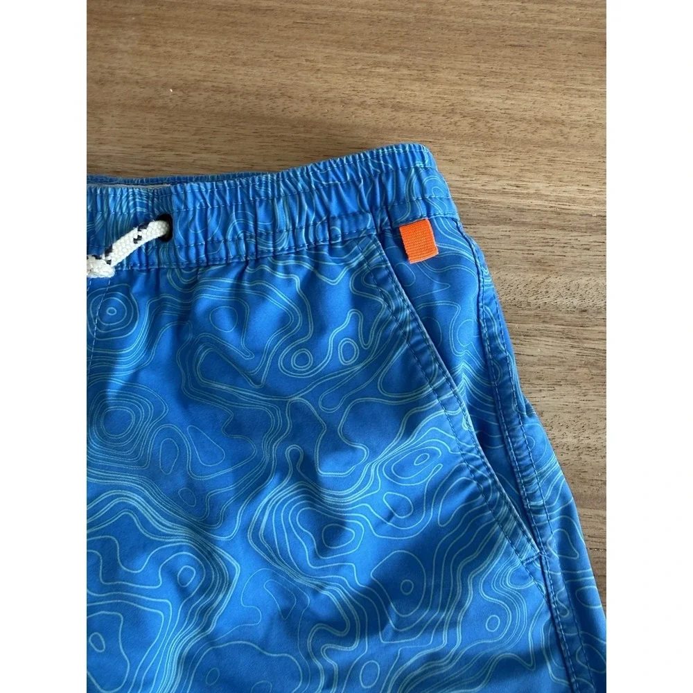Psycho Bunny Boys Swim Trunks Size 5/6 Blue Topographic‎ Print Mesh Lined Shorts